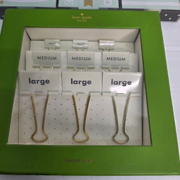 Kate Spade  Different size Binder Clips &  Assortment of  Sticky Note Set New - Picture 2 of 7